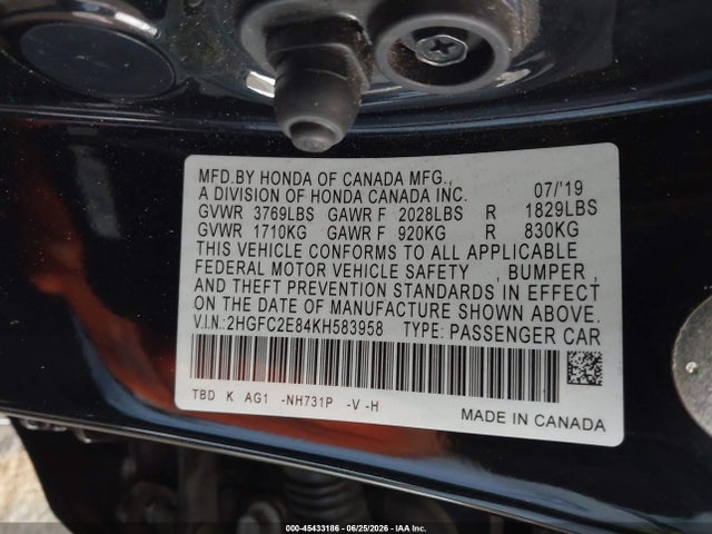 2HGFC2E84KH583958 Honda Civic Sport