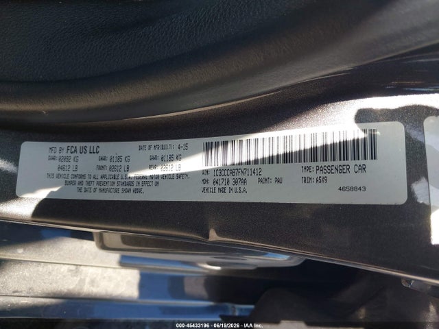 45433196 :رقم المزاد ، 1C3CCCAB7FN711412 vin ، 2015 Chrysler 200 Limited مزاد بيع