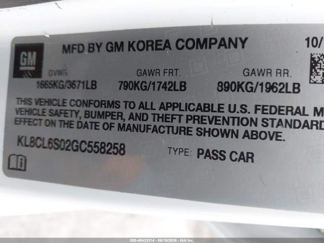 Chevrolet Spark Ev 2lt 2016 KL8CL6S02GC558258 Image 9