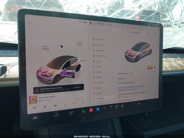 45433230 :رقم المزاد ، 5YJ3E1EAXPF570735 vin ، 2023 Tesla Model 3 Rear-wheel Drive مزاد بيع