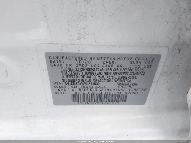 Nissan Versa S Xtronic Cvt 2021 3N1CN8DV4ML811539 Image 9