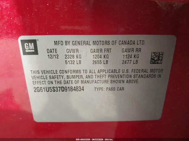 Продажа на аукционе авто 2013 Cadillac Xts Platinum, vin: 2G61U5S37D9184834, номер лота: 45433288