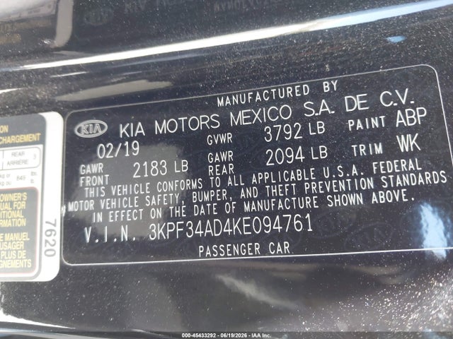 KIA FORTE S 2019 3KPF34AD4KE094761 Image 9