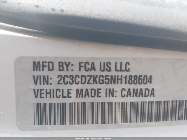 45433335 :رقم المزاد ، 2C3CDZKG5NH188604 vin ، 2022 Dodge Challenger Gt Awd مزاد بيع