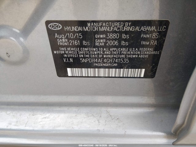 Hyundai ELANTRA SE 2016 5NPDH4AE4GH741535 Image 9