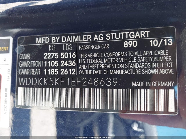 Продаж на аукціоні авто 2014 Mercedes-benz E 350, vin: WDDKK5KF1EF248639, номер лоту: 45433351