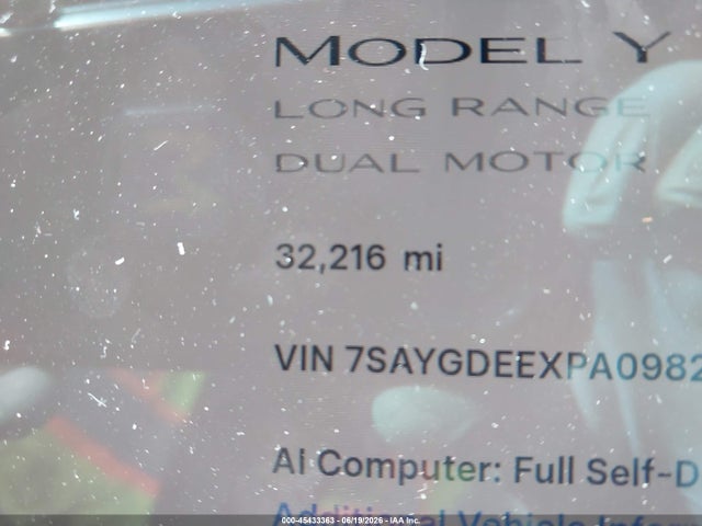 45433363 :رقم المزاد ، 7SAYGDEEXPA098203 vin ، 2023 Tesla Model Y Awd/long Range Dual Motor All-wheel Drive مزاد بيع