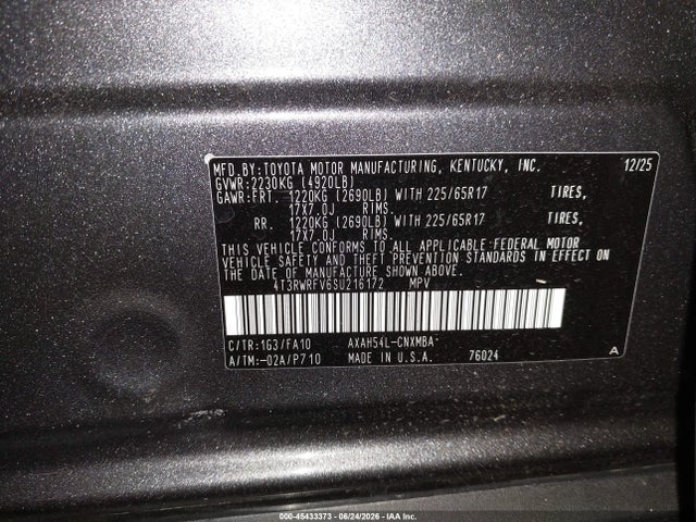 4T3RWRFV6SU216172 Toyota Rav4 Hybrid Xle