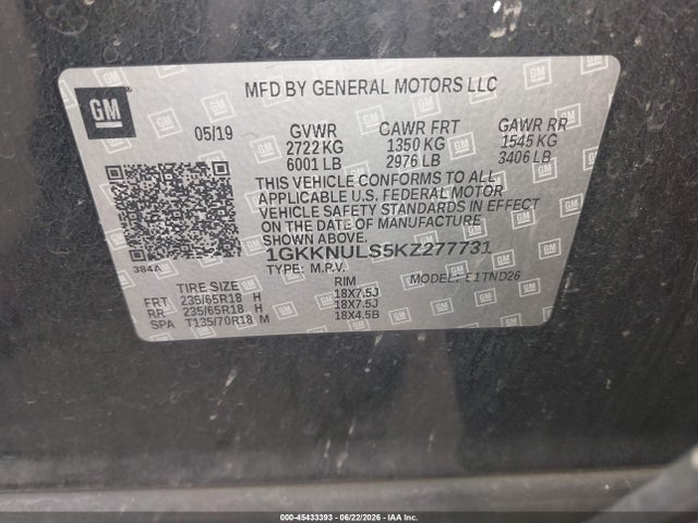 GMC Acadia Slt-1 2019 1GKKNULS5KZ277731 Image 9