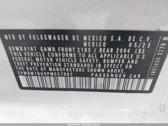 3VWBM7BU9PM037087 Volkswagen Jetta 1.5t Sport
