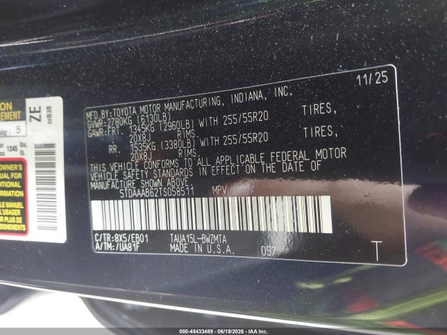 Продаж на аукціоні авто 2026 Lexus Tx 350 Premium, vin: 5TDAAAB62TS058511, номер лоту: 45433489