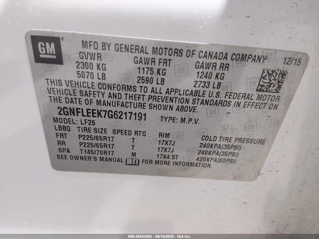 Chevrolet EQUINOX LS 2016 2GNFLEEK7G6217191 Image 9