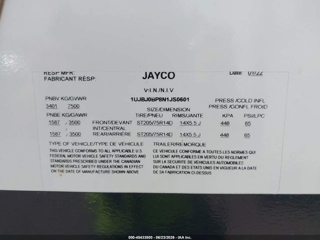 Jayco Other 2022 1UJBJ0BP8N1JS0601 Image 9