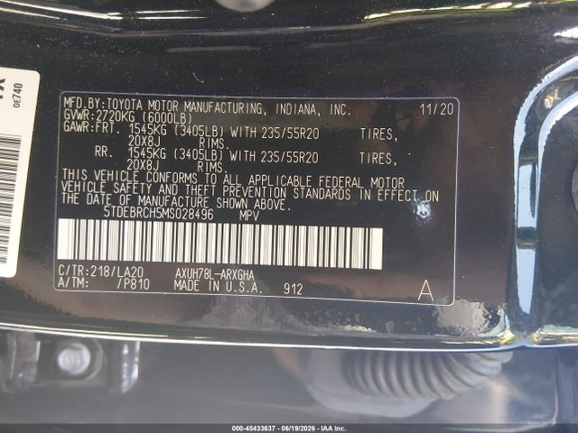 Toyota Highlander Hybrid Platinum 2021 5TDEBRCH5MS028496 Image 9