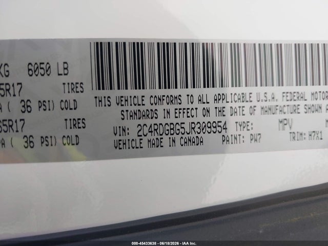 Dodge Grand Caravan Se 2018 2C4RDGBG5JR309954 Image 9