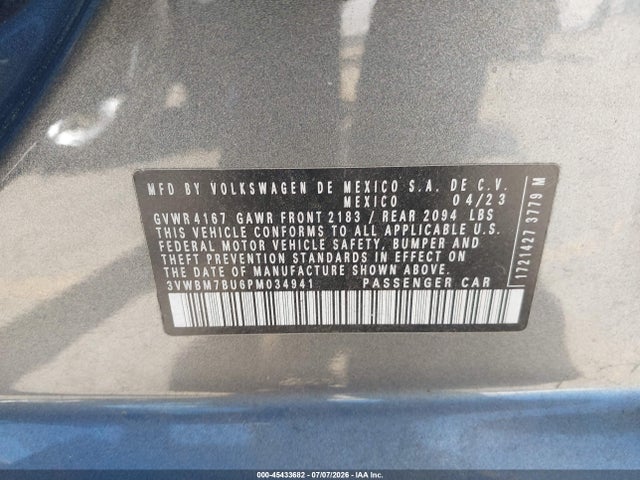 3VWBM7BU6PM034941 Volkswagen Jetta 1.5t Sport