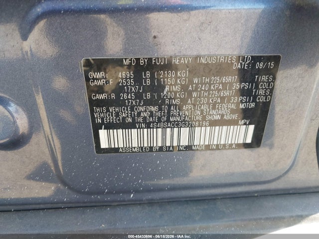 Subaru Outback 2.5i Premium 2016 4S4BSACC3G3208196 Image 9
