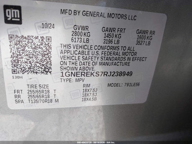 1GNEREKS7RJ238949 Chevrolet Traverse Fwd Ls