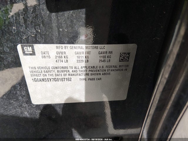 Продажа на аукционе авто 2016 Cadillac Ats-v, vin: 1G6AN5SY7G0107162, номер лота: 45433734