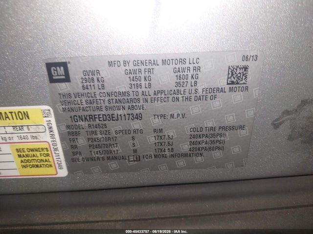 Chevrolet Traverse Ls 2014 1GNKRFED3EJ117349 Image 9