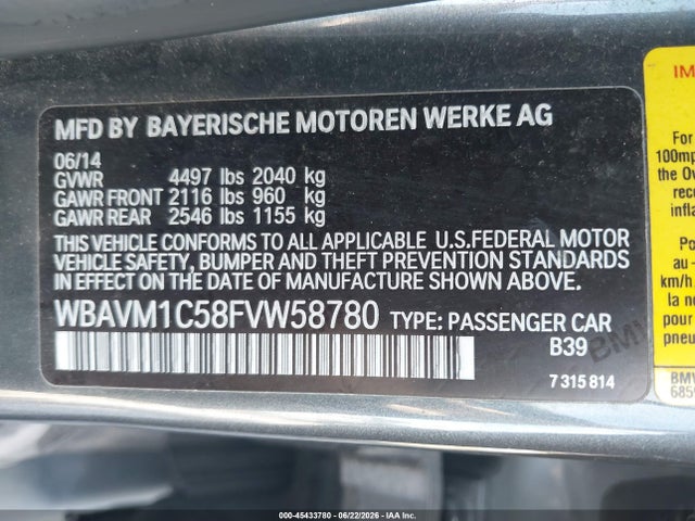 BMW X1 Sdrive28i 2015 WBAVM1C58FVW58780 Image 9