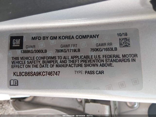 Chevrolet Spark Ls Cvt 2019 KL8CB6SA9KC746747 Image 9