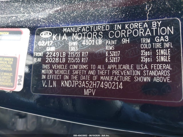 Продажа на аукционе авто 2017 Kia Soul +, vin: KNDJP3A52H7490214, номер лота: 45433802