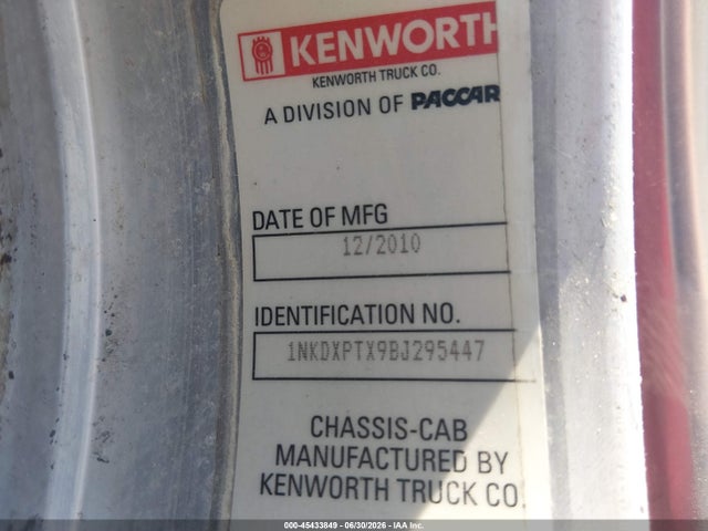 Aukcja sprzedaży 2011 Kenworth Construction T800, vin: 1NKDXPTX9BJ295447, numer aukcji: 45433849