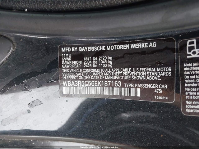 2014 Bmw 435i Xdrive მანქანა იყიდება აუქციონზე, vin: WBA3R5C56EK187163, აუქციონის ნომერი: 45433861
