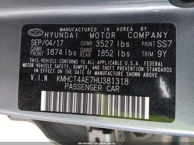 Hyundai ACCENT SE 2017 KMHCT4AE7HU381318 Image 9