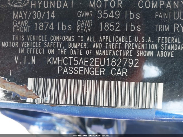 Hyundai ACCENT GS 2014 KMHCT5AE2EU182792 Image 9