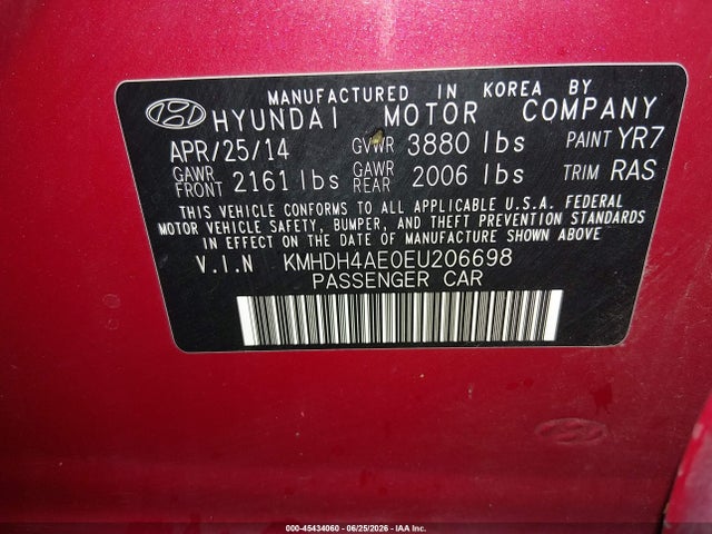 Hyundai ELANTRA SE 2014 KMHDH4AE0EU206698 Image 9