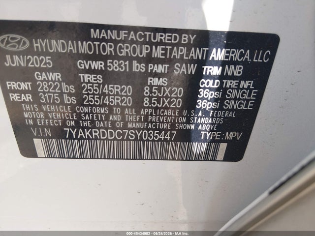 Продаж на аукціоні авто 2025 Hyundai Ioniq 5 Limited, vin: 7YAKRDDC7SY035447, номер лоту: 45434082