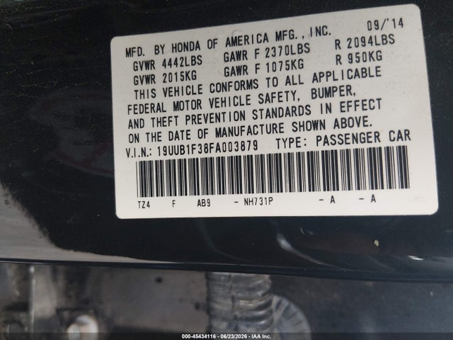Продаж на аукціоні авто 2015 Acura Tlx, vin: 19UUB1F38FA003879, номер лоту: 45434116