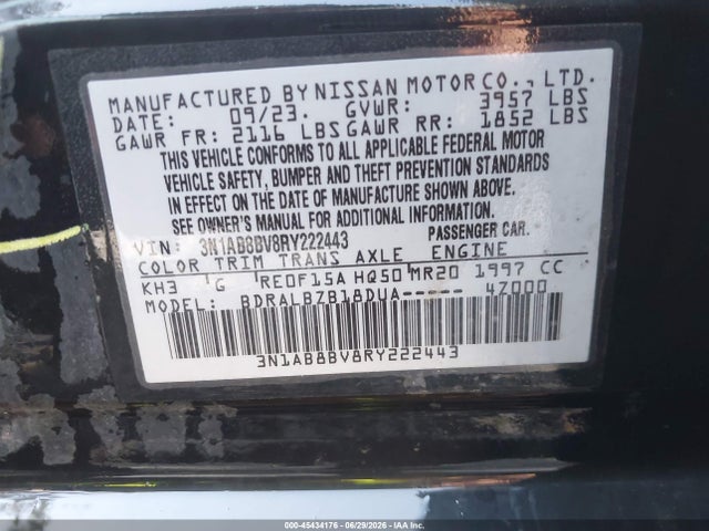 3N1AB8BV8RY222443 Nissan Sentra S Xtronic Cvt