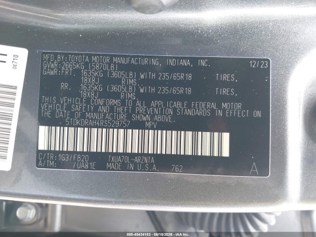 Toyota Highlander Le/xle/xse/limited/platinum 2024 5TDKDRAH4RS529757 Image 9