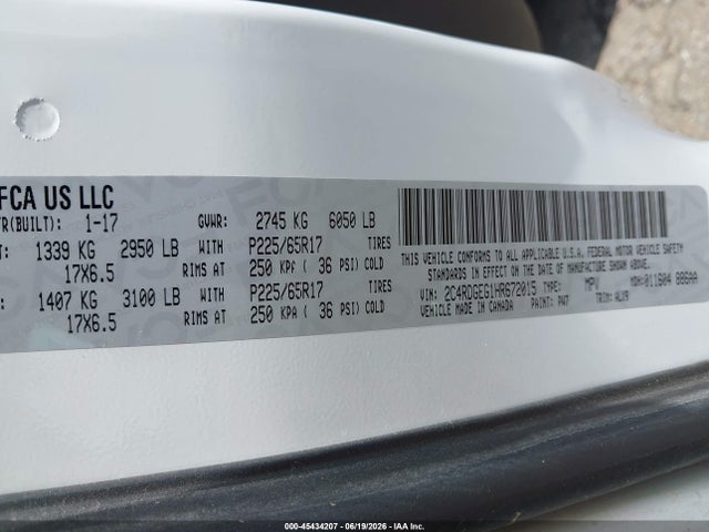 Dodge Grand Caravan Gt 2017 2C4RDGEG1HR672015 Image 9