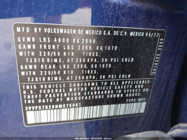 3VVPX7B29NM075061 Volkswagen Taos 1.5t Se