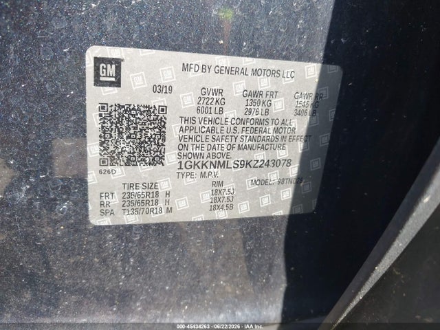 GMC Acadia Slt-1 2019 1GKKNMLS9KZ243078 Image 9