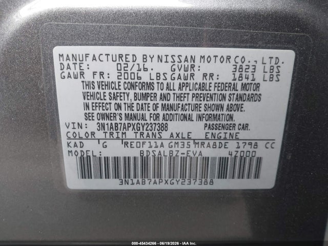 Nissan SENTRA S 2016 3N1AB7APXGY237388 Image 9