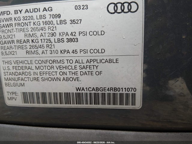 WA1CABGE4RB011070 Audi Q8 E-tron S Line Premium Plus Quattro
