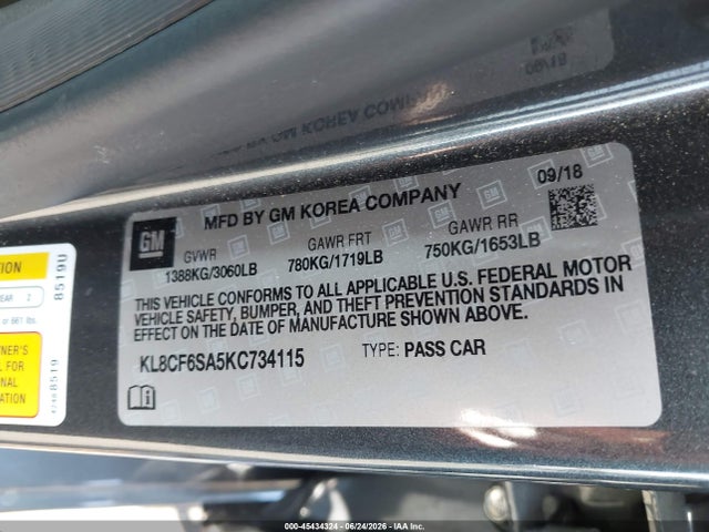 KL8CF6SA5KC734115 Chevrolet Spark 2lt Cvt