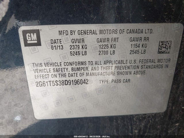 Aukcja sprzedaży 2013 Cadillac Xts Premium, vin: 2G61T5S38D9196042, numer aukcji: 45434412