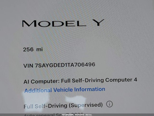 Продажа на аукционе авто 2026 Tesla Model Y Premium Rear-wheel Drive/rear-wheel Drive, vin: 7SAYGDED1TA706496, номер лота: 45434466