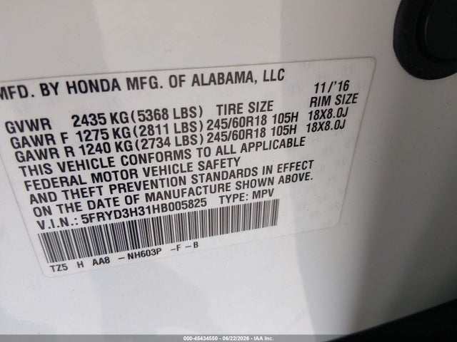 Продажа на аукционе авто 2017 Acura Mdx, vin: 5FRYD3H31HB005825, номер лота: 45434550