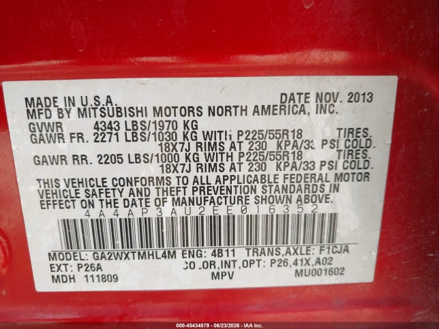 Mitsubishi Outlander Sport Es 2014 4A4AP3AU2EE016352 Image 9