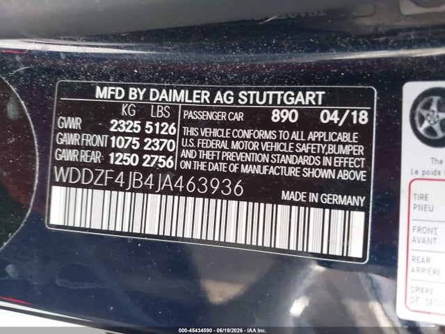 Aukcja sprzedaży 2018 Mercedes-benz E 300, vin: WDDZF4JB4JA463936, numer aukcji: 45434590