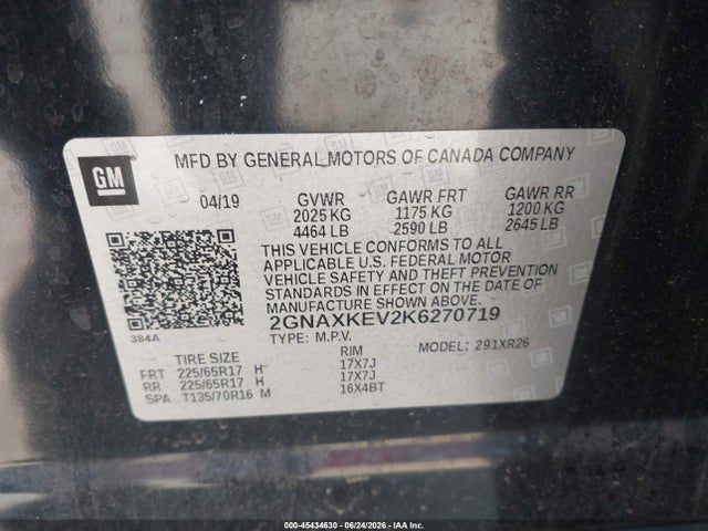 Chevrolet EQUINOX LT 2019 2GNAXKEV2K6270719 Image 9
