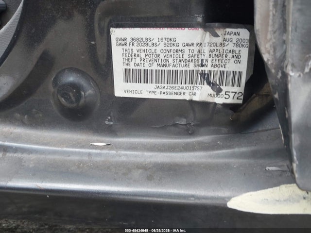 Продаж на аукціоні авто 2004 Mitsubishi Lancer Es, vin: JA3AJ26E24U015757, номер лоту: 45434648