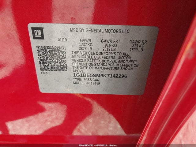 1G1BE5SM6K7142296 Chevrolet CRUZE LT